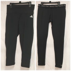 Nike pro leggings and Adidas climate Capri bundle
